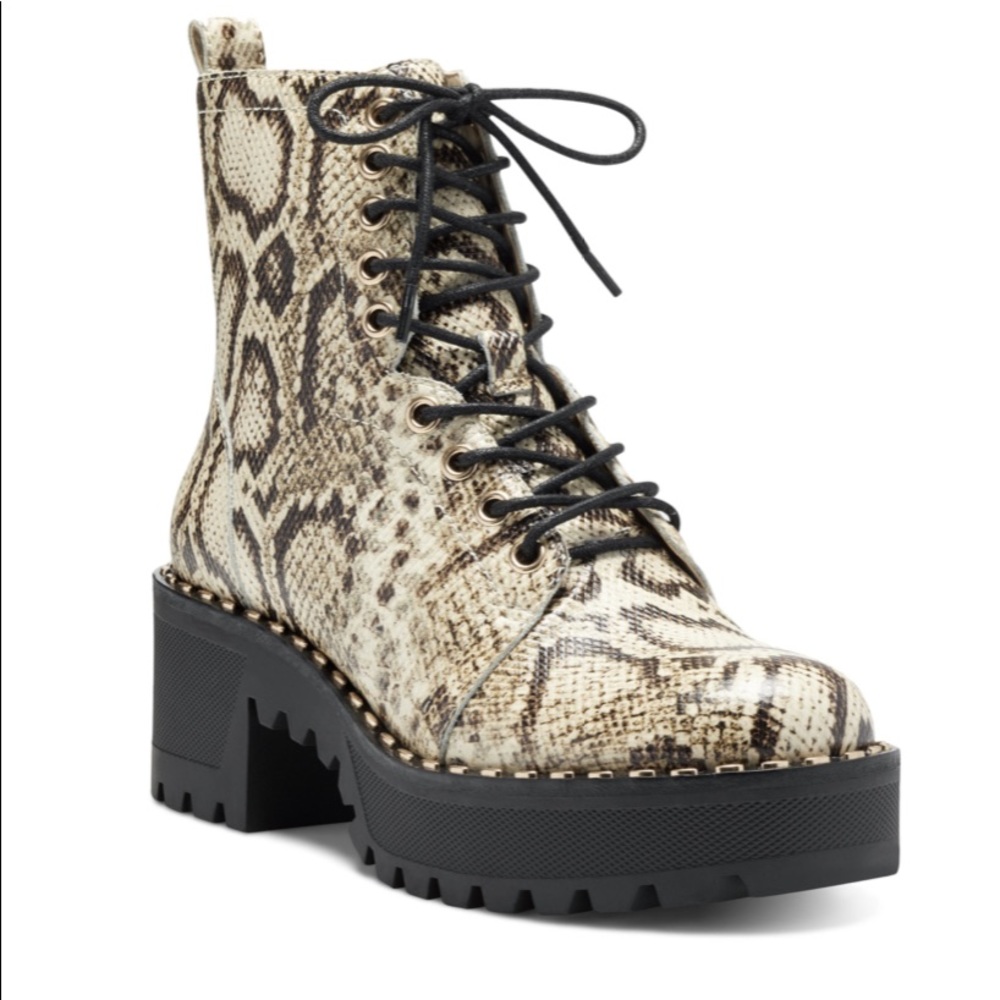 Vince camuto chunky heel snake print boot, womens size 7